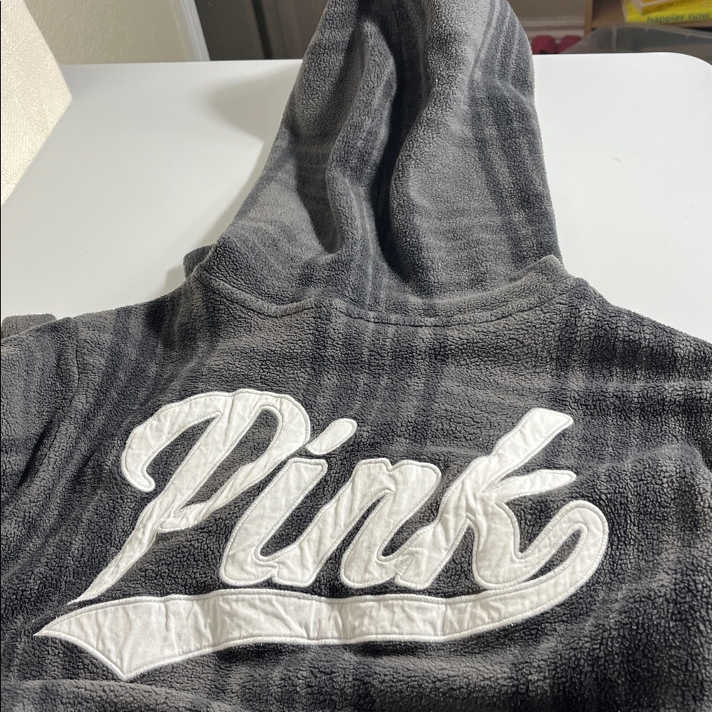Casual Hoodie by Pink Women’s M Black and Gray 1/4 Zip Soft - Picture 3 of 8